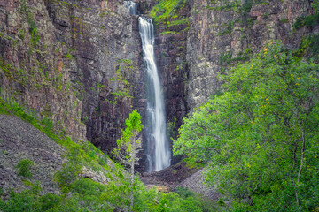 Sweden's highest waterfall Njupeskär is 93 metres high with a free fall of 70 metres.The waterfall...