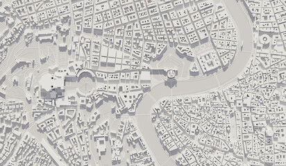 Rome, Italy city map aerial view. minimal design. 3D Rendering