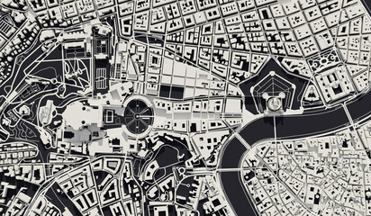 Rome, Italy city map aerial view. minimal design. 3D Rendering