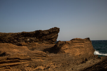 Le Castella, Calabria, Italy, red rocks and sky