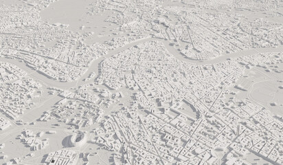 Rome, Italy city map aerial view. minimal design. 3D Rendering
