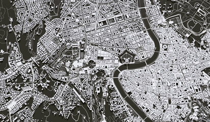 Rome, Italy city map aerial view. minimal design. 3D Rendering