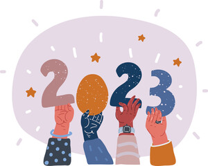 Vector illustration of hands holding Changes Coming in 2023.