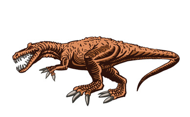 Graphical color raptor isolated for printing,tattoo,design.Vector dinosaur