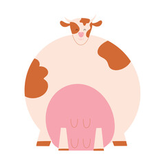 Big funny cow. Vector illustration in cartoon style