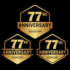 77 years anniversary celebration logotype. 77th anniversary logo collection. Set of anniversary design template. Vector and illustration. 