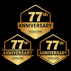 Obraz premium 77 years anniversary celebration logotype. 77th anniversary logo collection. Set of anniversary design template. Vector and illustration. 