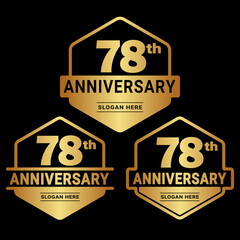 78 years anniversary celebration logotype. 78th anniversary logo collection. Set of anniversary design template. Vector and illustration. 