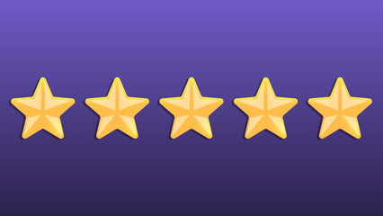 Five stars rating. yellow rank stars