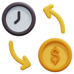time is money 3d render icon illustration