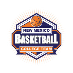 Basket Ball College Team badge design