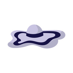 Summer cap or cartoon hat and sunhat icon. Beach accessory girl and elegant clothes isolated vector illustration. Headdress element and headgear with ribbon for sea. Flat head clothing