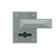 Door handle and doorknob latch with window. Brass round knob and room lock isolated office icon vector illustration. Vintage gold house security furniture and entrance keyhole cartoon