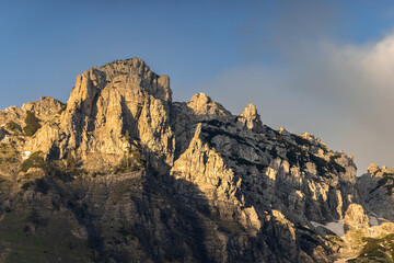 epic mountain vista with dramatic sunset light