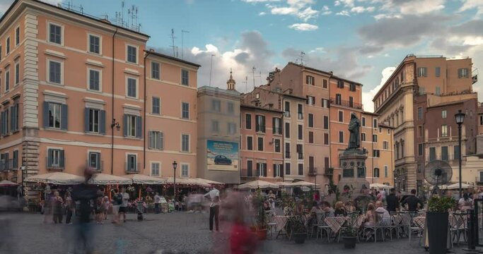 4k Time-lapse view of Campo di Fiori Rome Italy