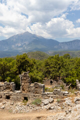 Historical ruins in the forest, Phaselis ancient city, Antalya
