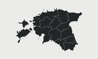 Estonia map with regions isolated on white background. Outline Map of Estonia. Vector illustration - obrazy, fototapety, plakaty
