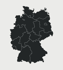 Obraz premium Germany map with regions isolated on white background. Outline Map of Germany. Vector illustration