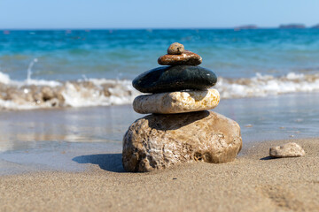 stack of stones on beach