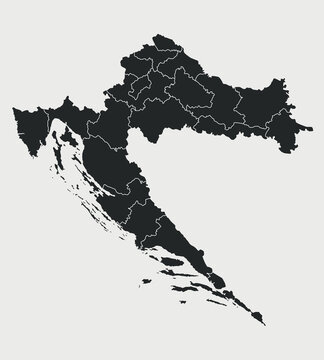 recommend clip art: Croatia map with regions isolated on white background. Outline Map of Croatia. Vector illustration