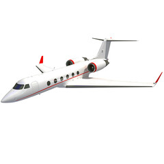 Business Jet Aircraft 3D rendering on white background