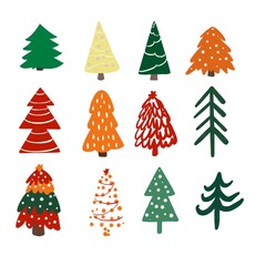 set of christmas trees