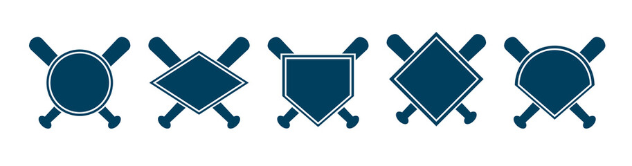 Fototapeta premium Baseball Home Plate Icon. Vector Template Design. Silhouette. Playing. Home base. Sport.
