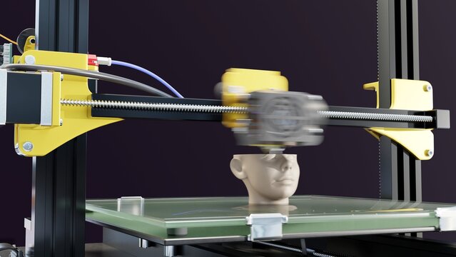 3D printing of an abstract human head. 