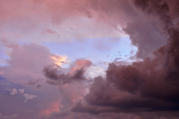 Beautiful evening sky with multi-colored bright clouds.