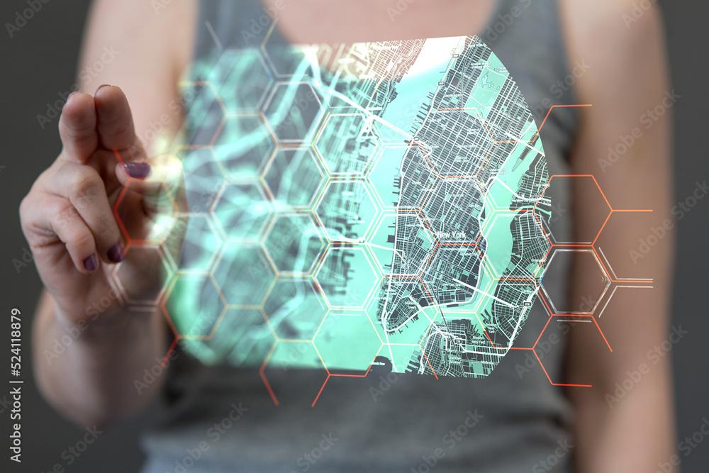Aufkleber Neural network concept. Connected cells with links.
