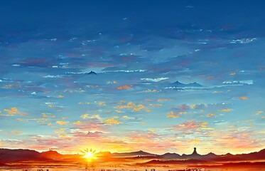 Obraz na płótnie Canvas Illustration of a moment of sunrise.
