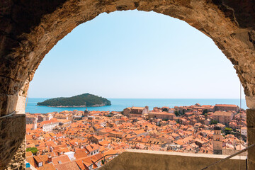 View of Dubrovnik and the Adriatic Sea from the fortress wall