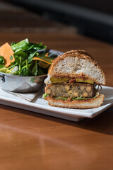 section of vegetarian chickpeas burger 