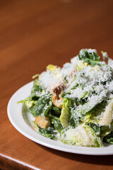close up of a caesar salad 