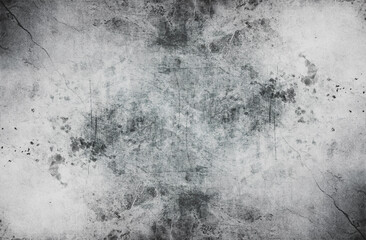 Modern black and white grunge background abstract blank texture with stains, scratches, dots