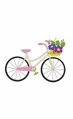 bicycle with flowers green and pink 