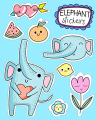 elephant cute set for sticker , postcard , invitation , vector, illustration for kid
