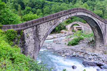 Fototapeta premium Double Bridge (Cifte kopru) in Arhavi, Artvin District - Turkey (Türkiye).