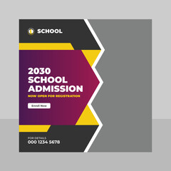 School admission social media banner template