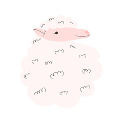 Portrait of a lamb in a flat style. Vector illustration