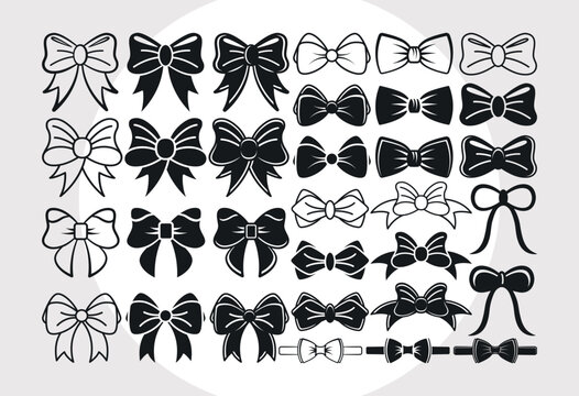Bow Tie SVG Bundle, Bow Tie Silhouette, Ribbon Svg, Cheer Bow Svg, Ribbon Bow Svg, Baby Bow Svg, Wedding Bow Svg,