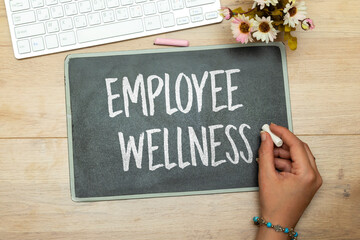 employee wellness concept on chalkboard
