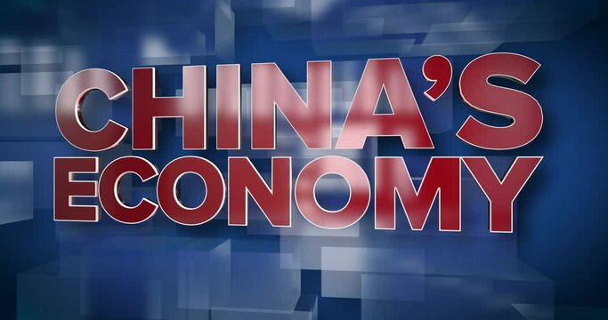 A red and blue dynamic 3D China's Economy background title page animation.	