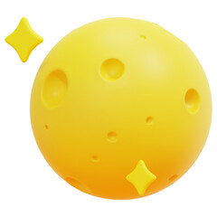 full moon 3d render icon illustration