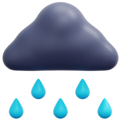 rainy 3d render icon illustration