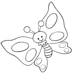 Butterfly. Element for coloring page. Cartoon style.