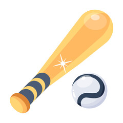 Trendy flat icon denoting baseball 