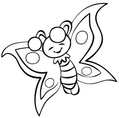 Butterfly. Element for coloring page. Cartoon style.