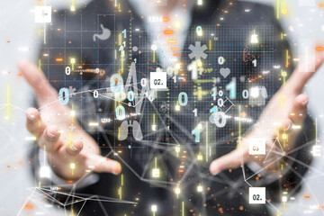 digital medical futuristic interface 3D rendering