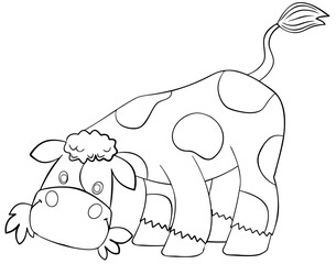Calf. Element for coloring page. Cartoon style.